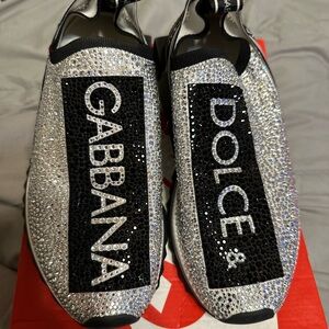 Dolce & Gabbana Silver Crystal Sneakers